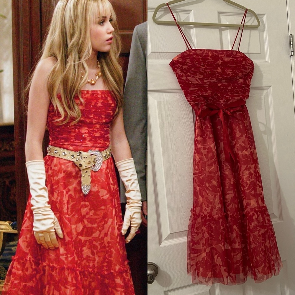Hannah Montana Vintage Y2K Red Floral Sequin Dress RARE